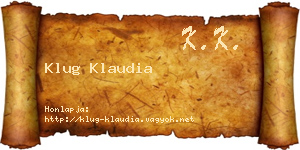 Klug Klaudia névjegykártya